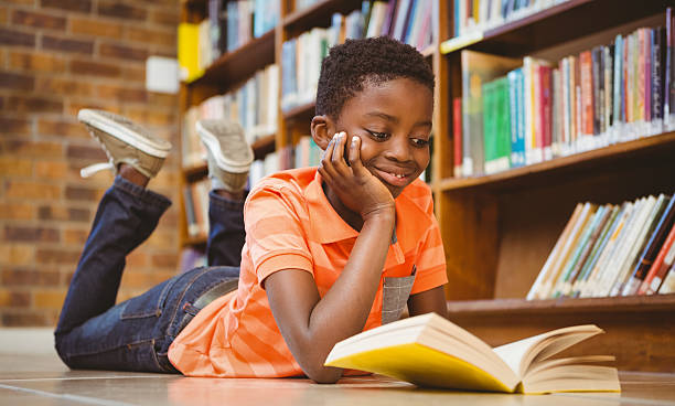 Students reading during library time